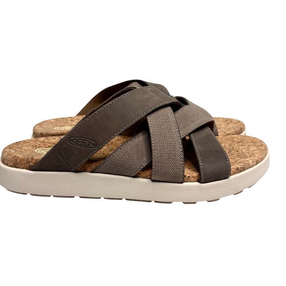 Keen Elle Mixed Slide Leather, Canvas Platform Slide Sandal 10.5 - Picture 4 of 8